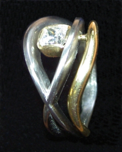 Kari’s 3D printed titanium wedding ring and gold and diamond engagement ring